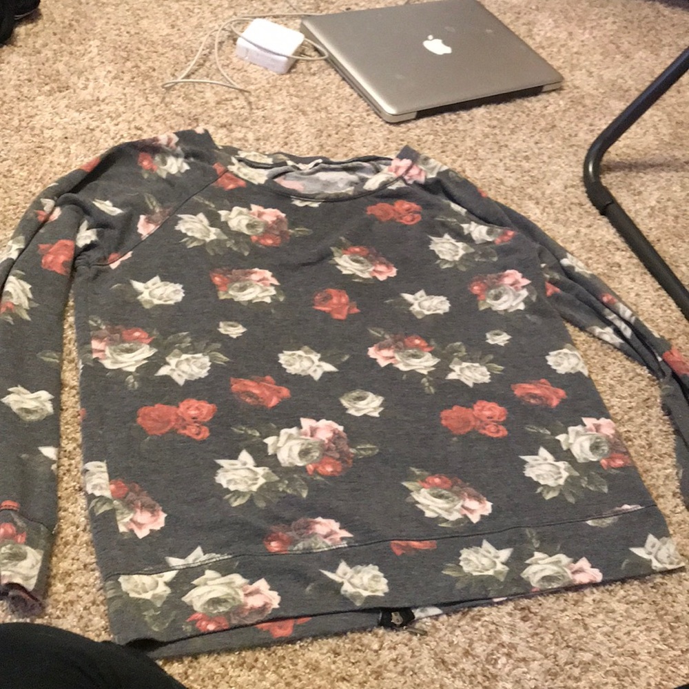grey floral baggy sweatshirt
